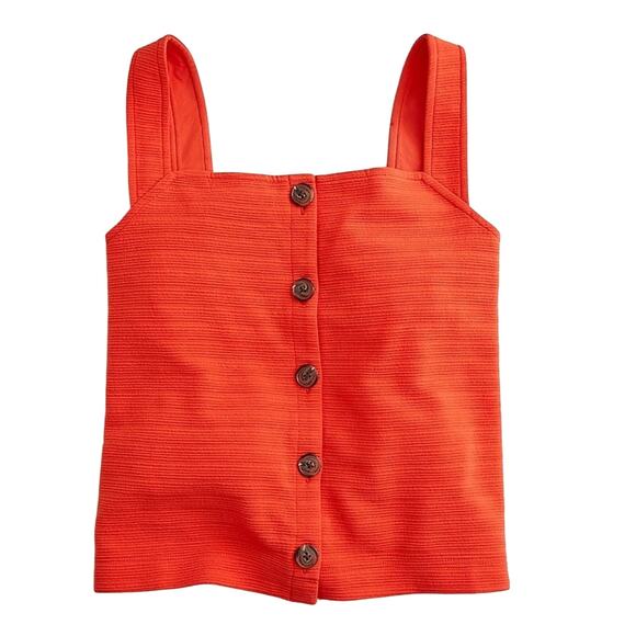 NWT J. Crew Orange/Red Textured Button-Front Tank - Picture 9 of 9